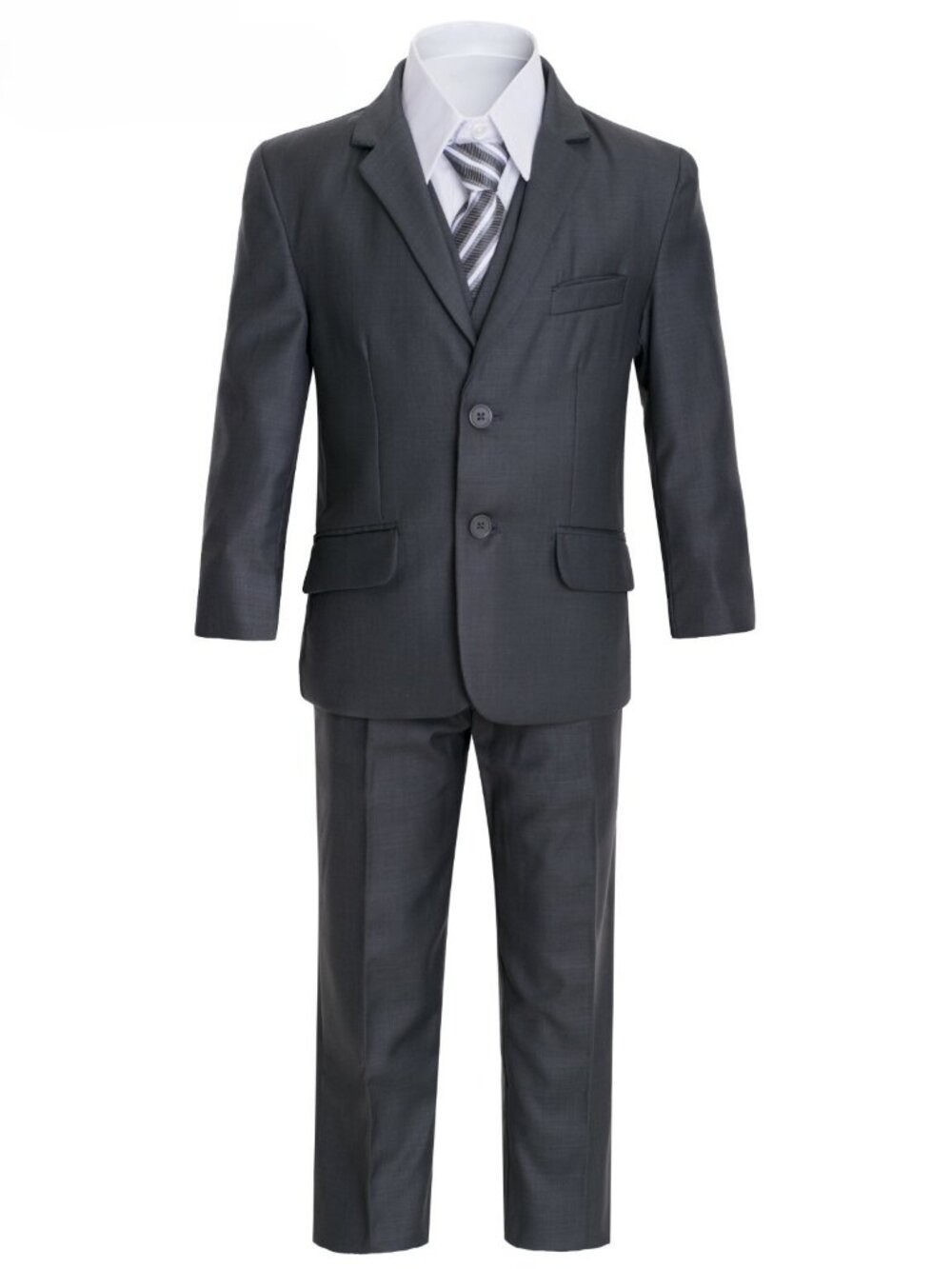 Rafael Charcoal 4 Piece Child's Suit - White Shirt, Vest, Pants, Jacket 3T